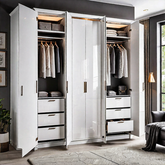 Trueliving 4 Door Walk-in White wardrobe Laminated Finish & PU Finish with Drawers (6Ft *2Ft *9Ft -1828.8MM X 609MM X 2743.2MM)